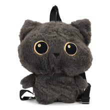 Load image into Gallery viewer, Gray Cartoon Cat Plush Backpack