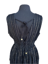 Load image into Gallery viewer, Crochet Trim Black Sparkle Stripe Island Nights Dress- Mini and Maxi Styles Available!