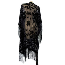 Load image into Gallery viewer, Keres Black Velvet Floral Burnout Kimono