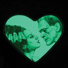 Load image into Gallery viewer, Frankenstein and Bride Illustrated Heart Glow in The Dark Purse