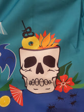 Load image into Gallery viewer, Teal Tiki Monsters Gellar Swing Skirt
