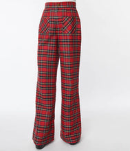 Load image into Gallery viewer, Red Plaid Wide Leg Trousers
