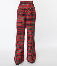 Load image into Gallery viewer, Red Plaid Wide Leg Trousers