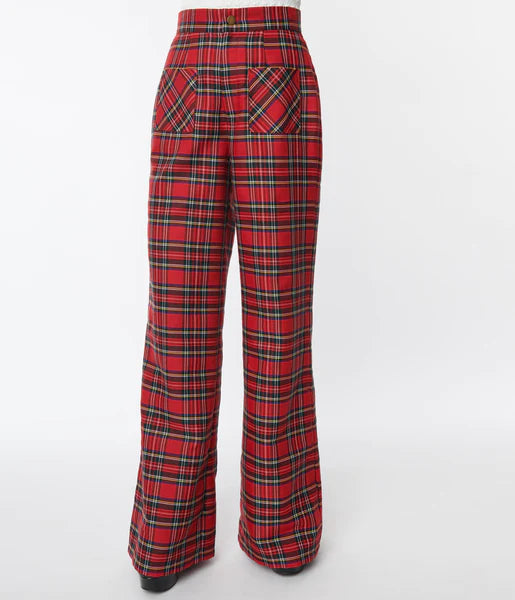 red plaid dress pants women's Women's Fleece Red & Black Plaid Pants
