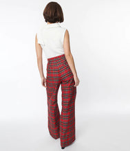 Load image into Gallery viewer, Red Plaid Wide Leg Trousers