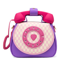 Load image into Gallery viewer, Pastel Checkerboard Ring Ring Phone Convertible Handbag Purse