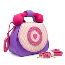 Load image into Gallery viewer, Pastel Checkerboard Ring Ring Phone Convertible Handbag Purse
