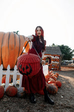 Load image into Gallery viewer, Haunted Hallows Red Pumpkin Jack O Lantern Wicker Picnic Basket Bag- NEW COLOR!