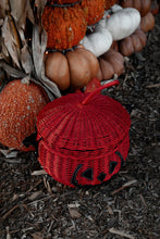Load image into Gallery viewer, Haunted Hallows Red Pumpkin Jack O Lantern Wicker Picnic Basket Bag- NEW COLOR!