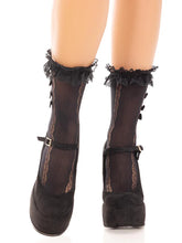 Load image into Gallery viewer, Sweetheart Lace Black Ankle Socks