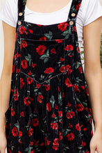 Load image into Gallery viewer, Rose Floral Velvet Overalls
