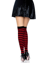 Load image into Gallery viewer, Black and Red Thigh High Stocking Socks