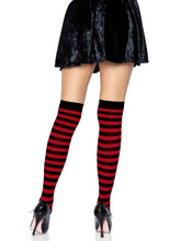 Load image into Gallery viewer, Black and Red Thigh High Stocking Socks