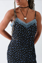 Load image into Gallery viewer, Teal and Black Crinkle Satin Cami Mini Slip Dress