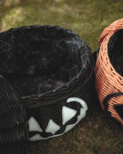 Load image into Gallery viewer, Haunted Hallows Black Pumpkin Jack O Lantern Wicker Picnic Basket Bag- BACK IN STOCK!