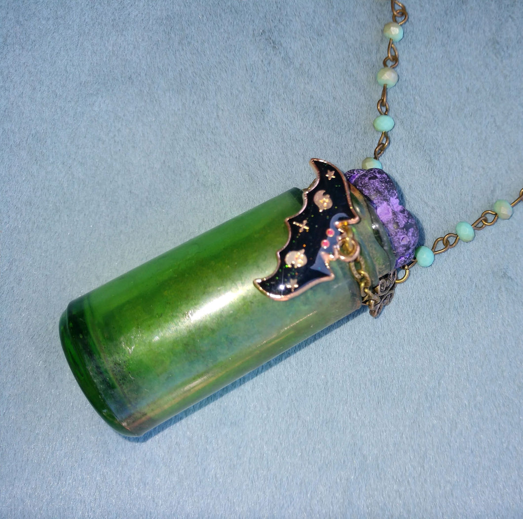 Vintage Green Bottle Necklace