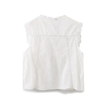 Load image into Gallery viewer, White Embroidered Lace Sleeveless Tie Front Crop Top