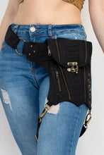 Load image into Gallery viewer, Black Sling Hip Bag with Thigh Belt