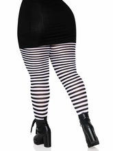 Load image into Gallery viewer, Black and White Striped Tights