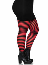 Load image into Gallery viewer, Black and Red Striped Tights