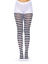 Load image into Gallery viewer, Black and White Striped Tights