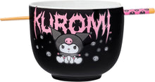 Load image into Gallery viewer, Kuromi Metal Logo Ramen Bowl with Chopsticks