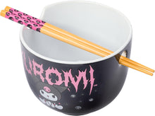 Load image into Gallery viewer, Kuromi Metal Logo Ramen Bowl with Chopsticks