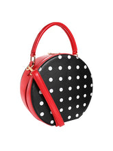 Load image into Gallery viewer, Tara Polka Dot Hatbox Style Purse