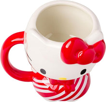 Load image into Gallery viewer, Hello Kitty Holiday Candy Cane Dress Sculpted Mug
