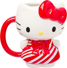 Load image into Gallery viewer, Hello Kitty Holiday Candy Cane Dress Sculpted Mug