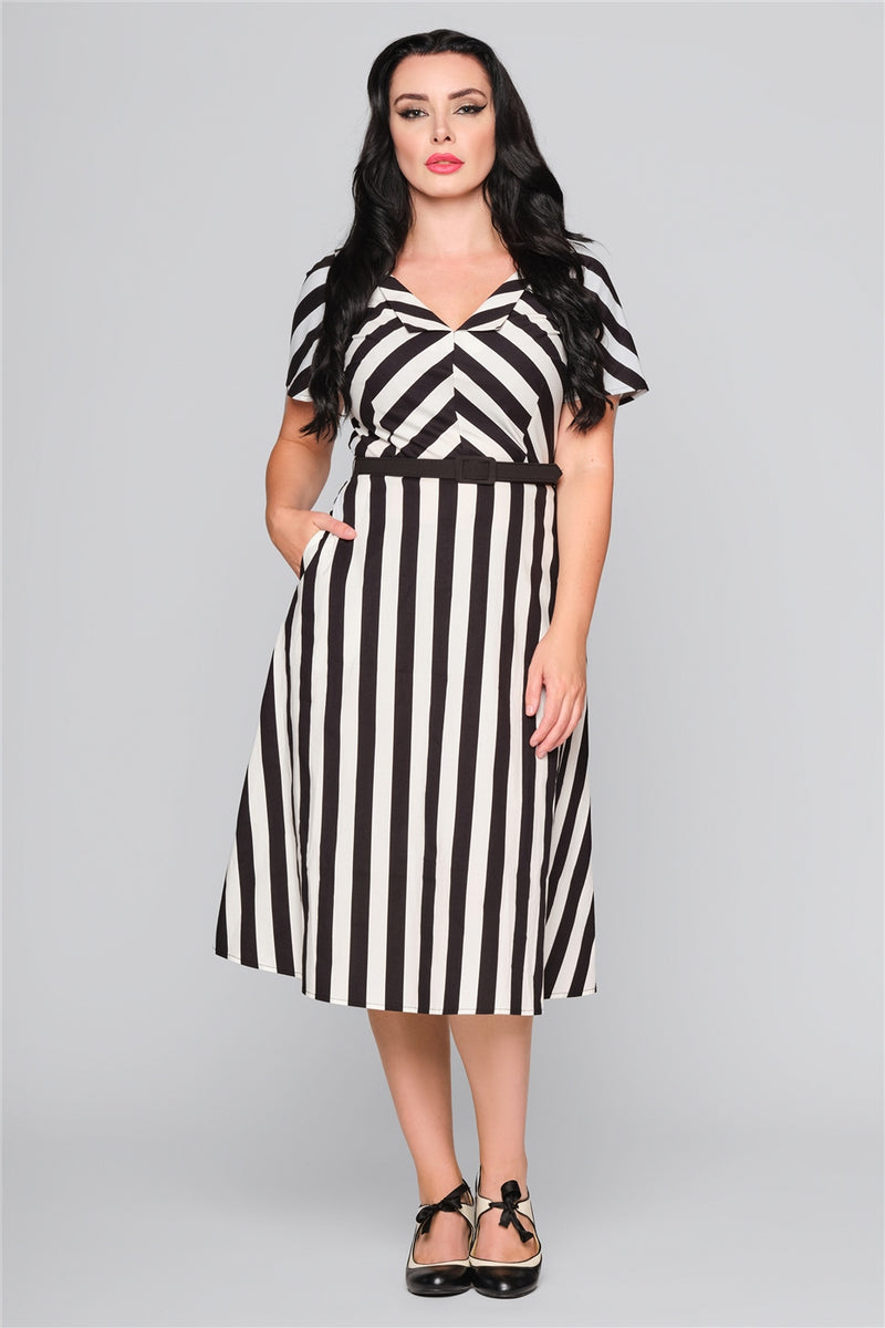 Valeria Striped Flared Dress  Pink House Boutique