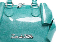 Load image into Gallery viewer, Mermaid Blue Sparkle Mini Double Bow Tote