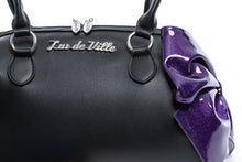 Load image into Gallery viewer, Poisonous Purple Sparkle & Black Double Bow Tote