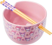 Load image into Gallery viewer, My Melody and Kuromi Ramen Bowl with Chopsticks