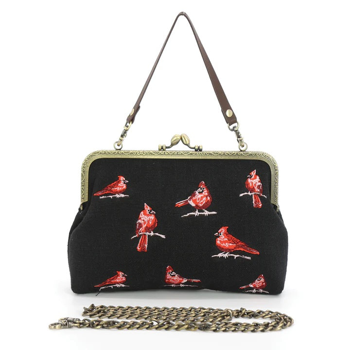 Cardinal Bird Kisslock Handbag