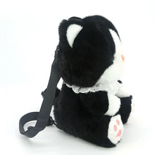 Load image into Gallery viewer, Lace Collared Tuxedo Cat Plush Backpack