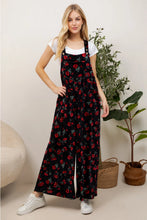 Load image into Gallery viewer, Rose Floral Velvet Overalls