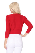Load image into Gallery viewer, Red Cropped Rib Knit Cardigan