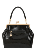 Load image into Gallery viewer, Black Glitter Classic Retro Bow Kisslock Handbag