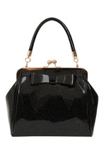 Load image into Gallery viewer, Black Glitter Classic Retro Bow Kisslock Handbag