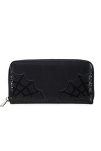Load image into Gallery viewer, Simple Black Spiderweb Detail Checkbook Wallet