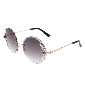 Round Rimless Circle Rhinestone Design Sunglasses