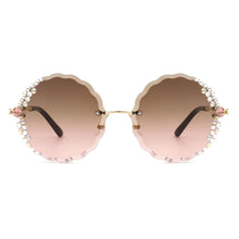 Load image into Gallery viewer, Round Rimless Circle Rhinestone Design Sunglasses
