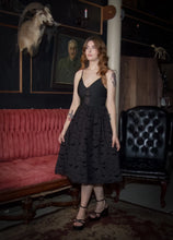 Load image into Gallery viewer, Bram Bat Velvet Flocked Bandage Fit and Flare Dress