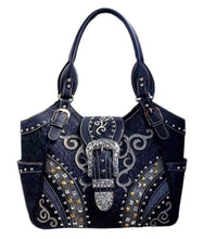 Load image into Gallery viewer, Black Western Studs Buckle Shoulder Purse