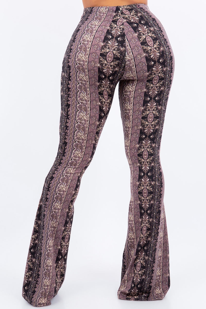 パンツ FLARE BOTTOM LEGGINGS / PAISLEY Luxalzxs Flare Leggings for Women High Waisted Boho Palazzo