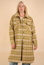 Load image into Gallery viewer, Green Plaid Aztec Jacket Coat