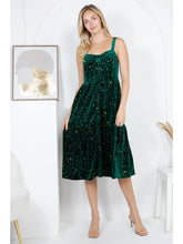 Load image into Gallery viewer, Emerald Velvet Celestial Cami Maxi Dress