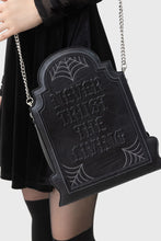 Load image into Gallery viewer, Here Lies Beetlejuice "Never Trust the Living" Headstone Purse