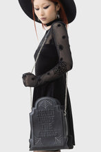 Load image into Gallery viewer, Here Lies Beetlejuice "Never Trust the Living" Headstone Purse